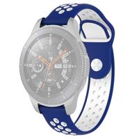 Dubbele kleur polsband horloge band voor Galaxy Watch 46mm (wit blauw)
