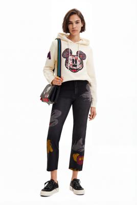 Straight cropped jeans Mickey Mouse - BLACK - 38