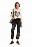 Straight cropped jeans Mickey Mouse - BLACK - 38