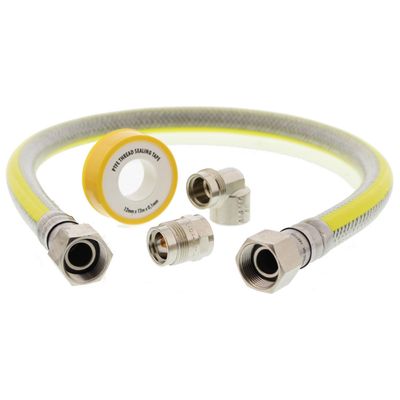Scanpartgasslang aansluitset 1/2 75cm RVS flex PVC (NL) Fornuis accessoire