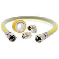 Scanpart gasslang aansluitset 1/2 75cm RVS flex PVC (NL) Fornuis accessoire - thumbnail