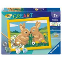 Ravensburger - CreArt Kids 13x18cm - Schilderen op nummer - Schattige konijntjes - Schilderen op nummer set - Leeftijd 7+ - 12023216