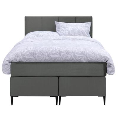 Leen Bakker - Boxspring Liv Geblokt - 120x200 Cm - Slanke Poot - Stof/Velvet - Grijs