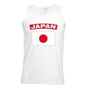 Singlet shirt/ tanktop Japanse vlag wit heren