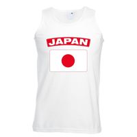 Singlet shirt/ tanktop Japanse vlag wit heren - thumbnail