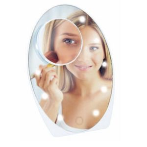 LED make-up spiegel met vergrootglas en zuignap - 15 x 21 cm - 5x zoom   -