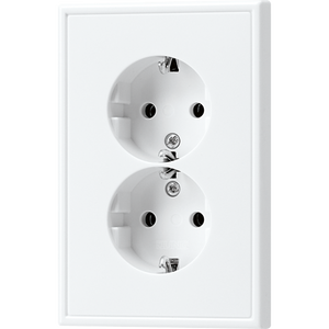 Jung wandcontactdoos 2-voudig met randaarde alpin wit LS 5015 WW voor ovale dozen