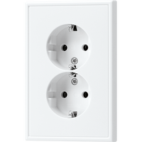Jung wandcontactdoos 2-voudig met randaarde alpin wit LS 5015 WW voor ovale dozen