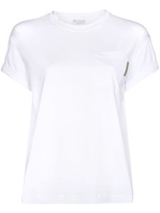 Brunello Cucinelli t-shirt en coton à ornements métalliques - Blanc