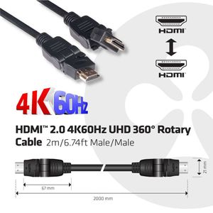 CLUB3D HDMI 2.0 4K60Hz UHD 360 Degree Rotary cable 2 meter