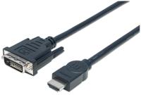 Manhattan 372510 DVI-kabel DVI / HDMI Adapterkabel DVI-D 24+1-polige stekker, HDMI-A-stekker 3.00 m Zwart Vergulde steekcontacten, UL gecertificeerd - thumbnail