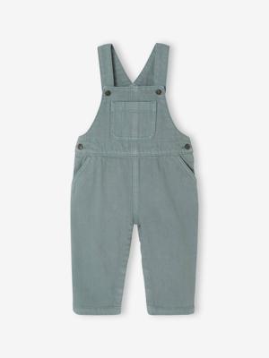 Salopet voor baby's in pigment geverfde keperstof groen