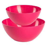 Plasticforte voedsel serveer schalen set - 2x stuks - fuchsia roze - kunststof - Dia 23 en 26 cm - thumbnail