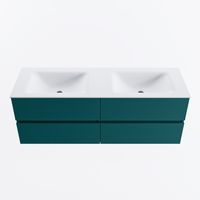 MONDIAZ VICA 140cm badmeubel onderkast Smag 4 lades. Wastafel CLOUD dubbel 2 kraangaten, kleur Talc.
