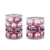 32x stuks glazen kerstballen roze 6 en 8 cm glans en mat - Kerstbal - thumbnail