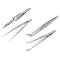 FX Tools Pincetten set 4-delig - zilver - RVS metaal - verschillende toepassingen - Pincetten - thumbnail