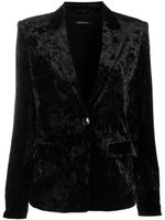 Patrizia Pepe crushed-velvet single-breasted blazer - Noir - thumbnail