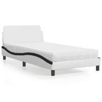 Bed met matras "Dover" kunstleer wit en zwart 100x200 cm
