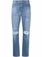 PINKO jean slim à détails effilochés - Bleu