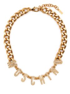 Moschino logo crystal-embellished chain necklace - Or