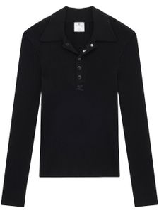 Courrèges polo en maille nervurée à manches longues - Noir