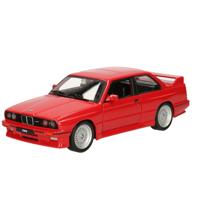 Bburago Modelauto - BMW M3 E30 - 1988 - rood - schaal 1:24 - speelgoedauto - schaalmodel