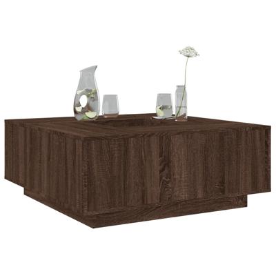Salontafel 100x100x40 cm bewerkt hout bruin eikenkleur