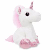 Pluche knuffel Eenhoorn/Unicorn knuffel - wit/roze - 30 cm - Mystieke dieren knuffels