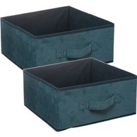 Set van 2x stuks opbergmand/kastmand 14 liter petrol groen polyester 31 x 31 x 15 cm