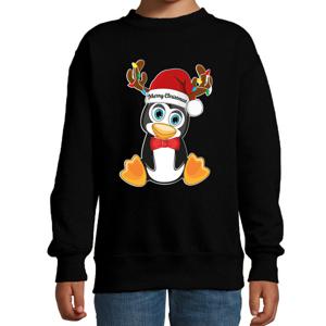 Kersttrui/sweater voor jongens/meisjes - Merry Christmas - zwart - Kerst pinguin