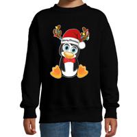 Kersttrui/sweater voor jongens/meisjes - Merry Christmas - zwart - Kerst pinguin