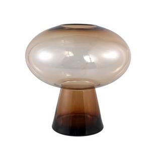 PTMD Minty Brown glass vase round on foot L