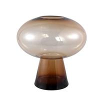 PTMD Minty Brown glass vase round on foot L - thumbnail