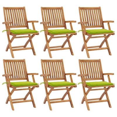 Tuinstoelen 6 st inklapbaar met kussens massief teakhout
