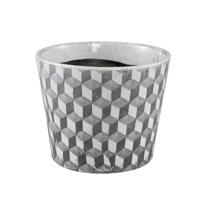 PTMD Beire Black white terracotta pot round geo print X - thumbnail