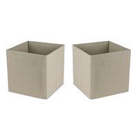 Opbergmand/kastmand Square Box - 4x - karton/kunststof - 29 liter - licht beige - 31 x 31 x 31 cm