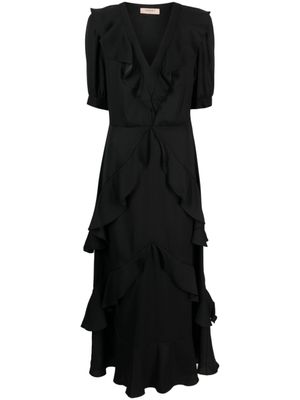 TWINSET robe volantée à manches courtes - Noir TWINSET robe volantée à manches courtes - Noir