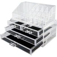 Decopatent® XL Make up Organizer met 16 Vakken & 4 Lades - Makeup Organizer Transparant - Sieraden Make-up - Cosmetica Opbergdoos - thumbnail