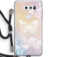 White butterfly: LG V30 Transparant Hoesje met koord