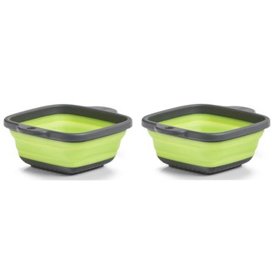 Set van 2x stuks opvouwbare vergieten/zeven grijs/groen 21,9 cm