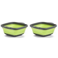 Set van 2x stuks opvouwbare vergieten/zeven grijs/groen 21,9 cm