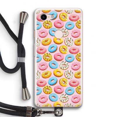 Pink donuts: Pixel 3 Transparant Hoesje met koord