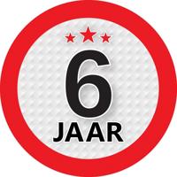 6 jaar leeftijd sticker - rond - Dia 9 cm - 6 jaar verjaardag - jubileum - leeftijd versiering