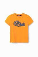 T-shirt met korte mouwen en stras - ORANGE - M