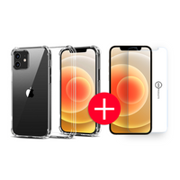 Apple iPhone 12 Anti-Shock Hoesje + GRATIS Screenprotector - Transparant - Extra - Dun - Apple iPhone 12 hoes - cover - case - Screenprotector kit