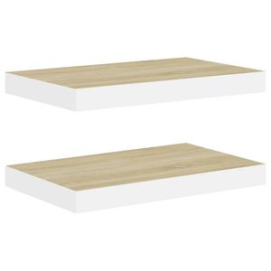 vidaXL Wandschappen 2 st zwevend 40x23x3,8 cm MDF eikenkleurig en wit