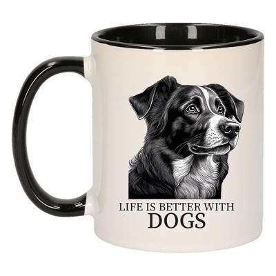 Cadeau mok voor honden liefhebbers - Border Collie - zwart oor - pentekening - keramiek - 300 ml Cadeau mok voor honden liefhebbers - Border Collie - zwart oor - pentekening - keramiek - 300 ml