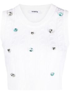 Vivetta pull sans manches à détail de pierres - Blanc