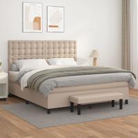 Boxspring met matras kunstleer cappuccinokleurig 160x200 cm