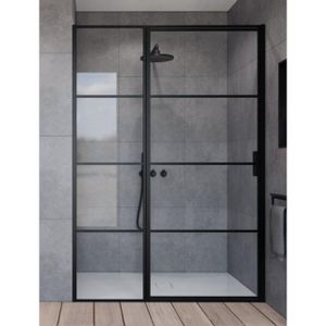 Saniclass Bellini Douchedeur - 120x200cm - vast paneel - frame lines buitenzijde - anti kalk - mat zwart SAG6221-120B